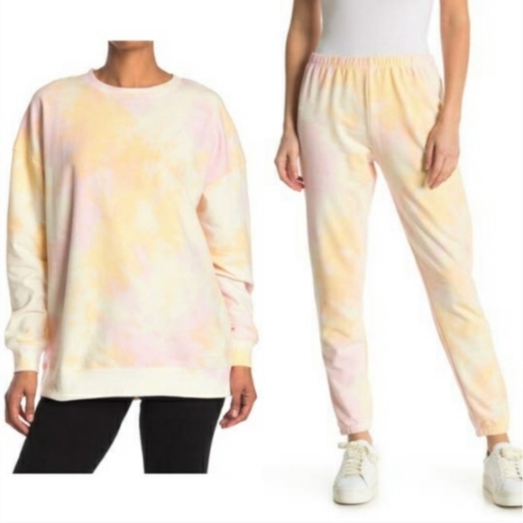 Wildfox Cotton Candy Tie Dye Set Cotton Sweatshirt & Sweatpants S - Picture 1 of 16